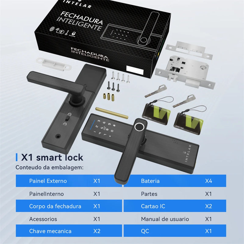 Intelar X1 Tuya Wifi Biometric Fingerprint Handle Lock Smart door Lock remote Unlock Keyless Entry Electronic Digital Door Lock