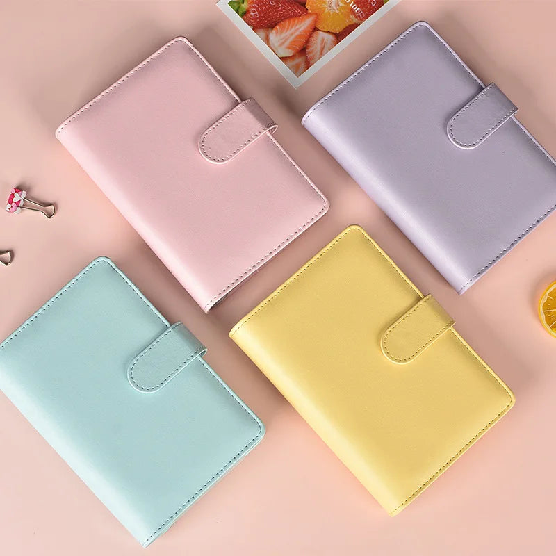 A5 A6 A7 Macaron Color 6 Ring Binder PU Clip-on Notebook Leather Loose Leaf Notebook Cover Notebooks Journal Kawaii Stationery