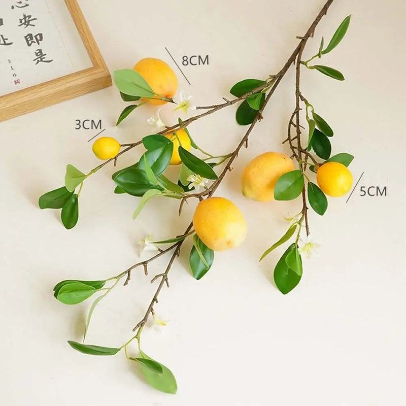 Simulation Fresh Lemon Fruit Artificial Flower Lemon Branch European Style Natural Green Plants Hotels Restaurant Decoration