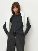 Wolfeel Women's Spring Autumn 100% Cotton T-shirt Bottoming Basic Solid Lady Long Sleeve Loose Tops Shirts Oversized T Shirt