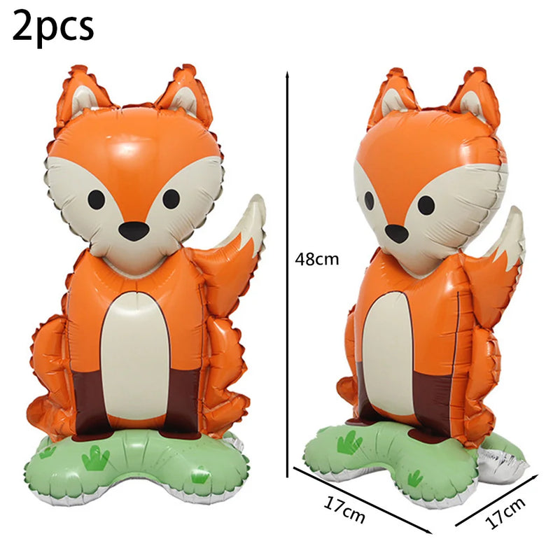 Fox Birthday Decorations Balloon Cupcake Toppers Woodland Animals Theme Party Dress Up Supplies Fox Paper Lantern Kids Gifts