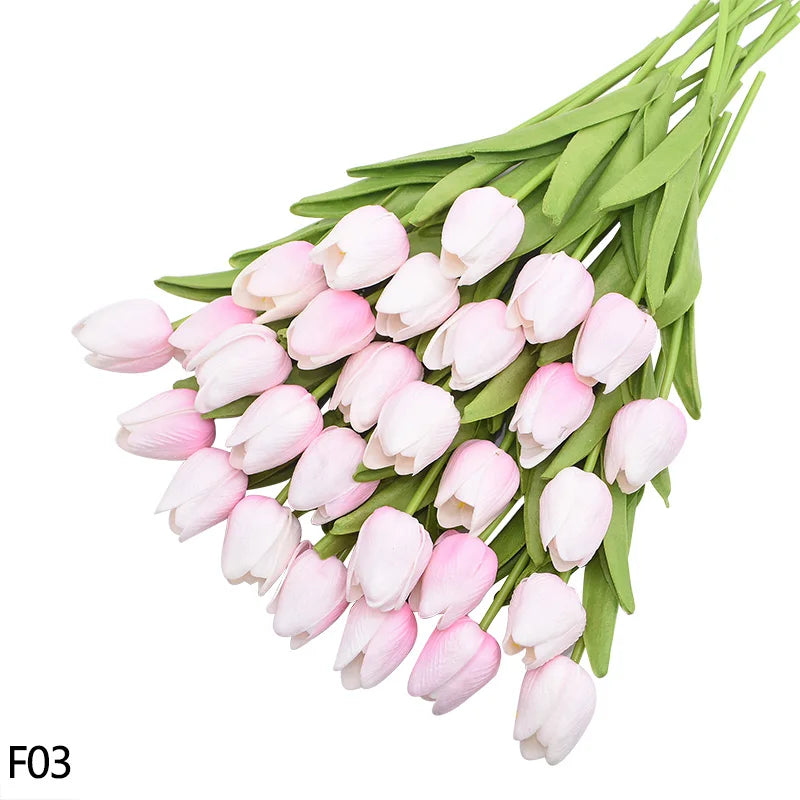 12pcs Artificial Tulip Latex Real Touch For DIY Bouquets Wedding Party Mother's Day Easter Spring Home Dining Decoration