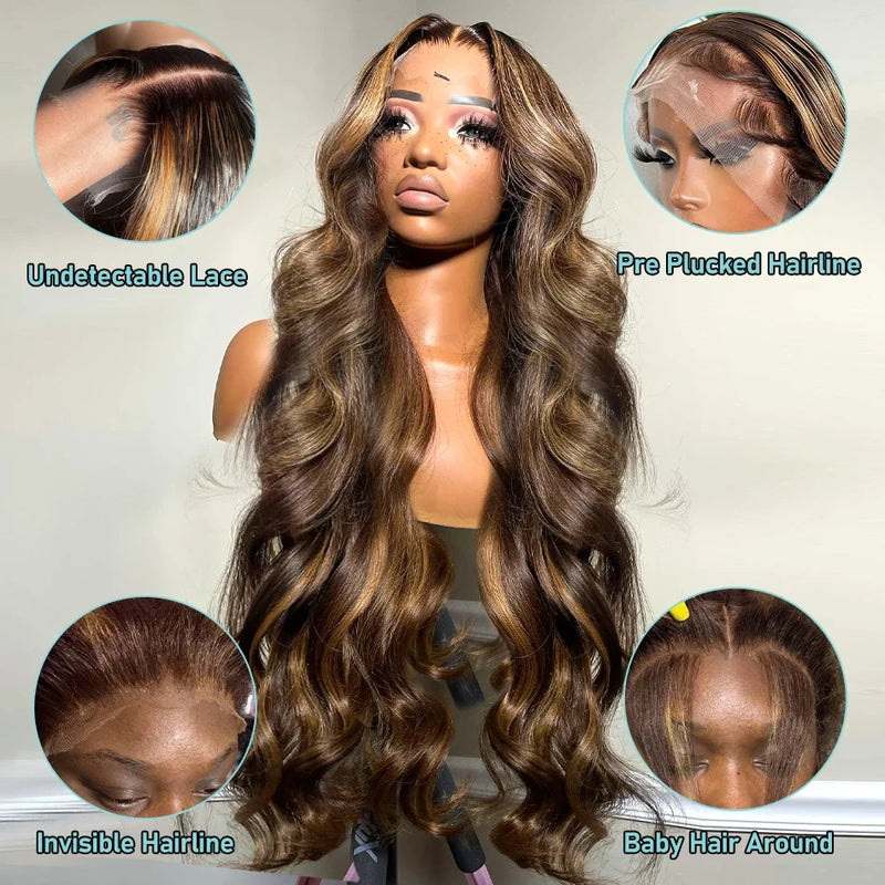 Silkwave 30 Inch Highlight Wig Body Wave 13x6 Hd Lace Frontal Wigs 100% Human Hair 13x4 Hd Lace Front Human Hair Wigs For Women