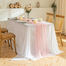Wedding Pink Pearl Mesh Table Runner 10FT Sheer Voile Dining Table Decoration For Romantic Wedding Engagement Anniversary Party