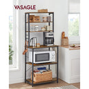 VASAGLE Kitchen Storage Rack, Coffee Bar, Baker s Rack, Total 6 Shelves and 6 Hooks, for Microwave, Steel Frame, 40 x 60 x 167cm