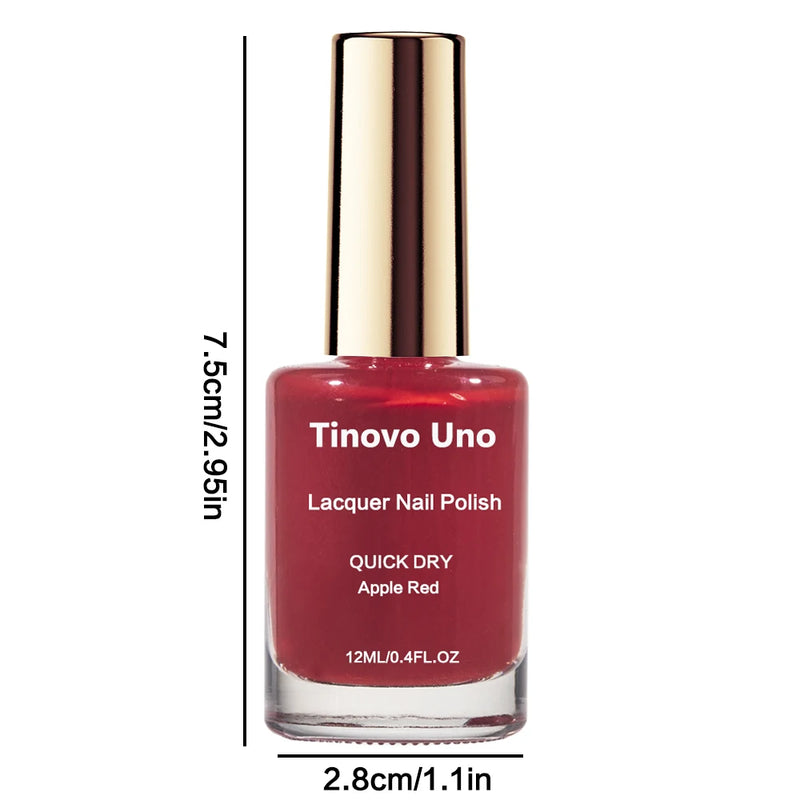 Tinovo Uno Apple Red Nail Polish Super Shine Normal Nail Strengthener Hardener Fast Drying Manicure Repair Thin Damaged Nails