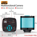 Yizhan 4K 48MP HDMI VGA USB Industrial Video Microscope For PCB Soldering 1080P HD Digital Camera 1-150X Zoom C Mount Lens 2K