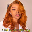 Ginger Bob Lace Front Wigs Human Hair for Women 13x4 HD Lace Frontal Body Wave Bob Orange Ginger Wig 180% Brazilian Remy Hair