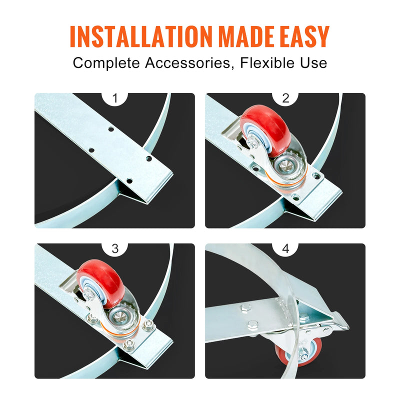 SucceBuy 1250lbs Drum Dolly Cart 55 Gallon Caddy Barrel Dolly Hand Truck with 5 Swivel Casters Wheel for Warehouse Drum Handling