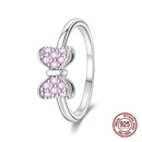 New Valentine's Day Rings Sweet Pink Zircon Princess Bows Size 7-9 For Women 925 Silver Ring Romantic Fine Jewelry Birthday Gift