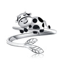 Harong Design New Cow Ring Exquisite Cute Animal Silver Plated Open Ring for Adult Children Party Jewelry Gift Christmas Present
