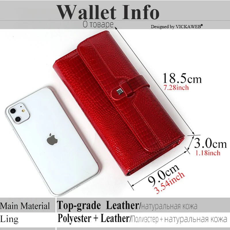 Free Gift Women Leather Wallet Long Ladies 3 Folders Clutch Money Bag Design Purse Fashion AE605-25