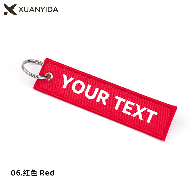 Custom Embroidered Keychain Key Tag For Car Motorcycle Double-sided Embroidery Fabric Keychains Customized Your Text Name Logo