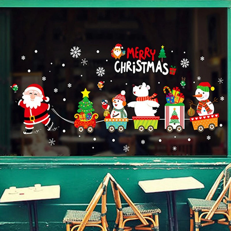 Christmas Window Stickers Merry Christmas Decorations For Home 2024 Christmas Wall Sticker Kids Wall Decals Happy New Year 2025