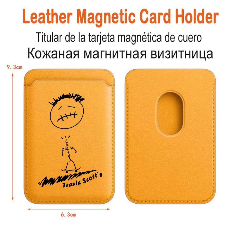 High street trend hip hop PU Leather Card Holder For Magsafe Magnetic Funny FaceCard Bag Wallet Case For iPhone 12 13 14 card