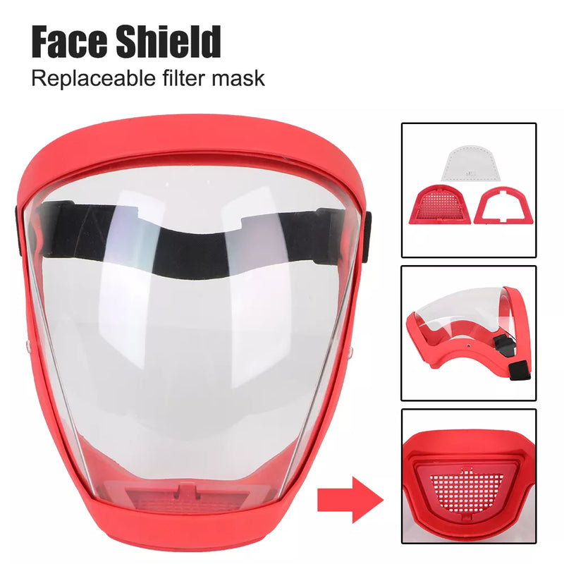 Full Face Shield Protection Face Cover Oil-splash Proof Mask With Filters Motorcycle Bicycle Cycling Dusting Mask Kitchen Tool