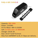 Ebike Battery Hailong Polly 36V 48V  20Ah 24Ah 25Ah 18650 21700 Electric Bike Batteria 14.4ah for500W 750W 1000W 1500W Motor