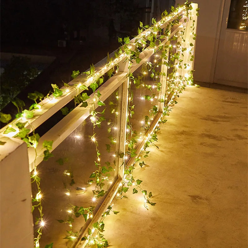 Artificial Leaf flower Fairy String Lights Garland 10m 5m LED Copper Wire Lights for Wedding Christmas Home Garden Decorations