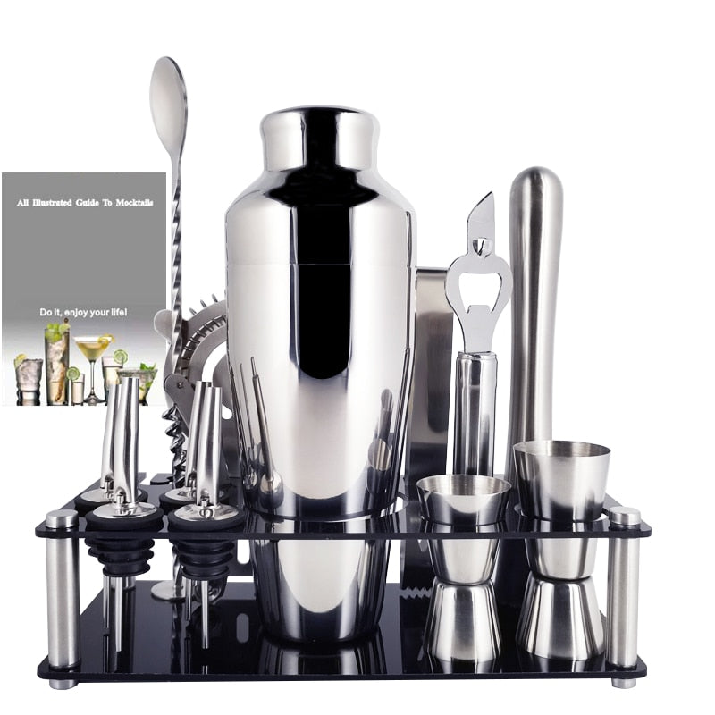 Boston Cocktail Shaker Mixer Kit Bar Bartender 750/600ml 550ML Stainless Steel Glass Shakers Spoon Pourer Straw Ice Tong Tools