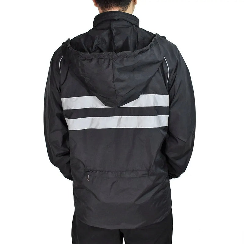 WOSAWE 100% Polyester Packable Cycling Jacket Hooded Windproof Running Wind Coat Lightweight Biking Windbreaker Reflective Strip