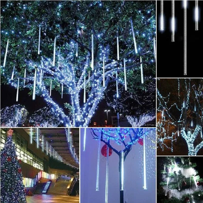 30cm 50cm Outdoor Waterproof 8 Tube Meteor Shower Led Color Light String Christmas Tree Decoration for Home Navidad Garden Decor