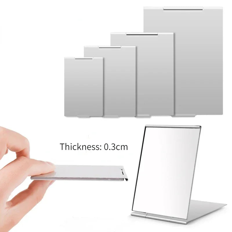 Aluminum Folding Mirror Pocket Mini Portable Makeup Mirrors Travel Hand Small Mirror Vanity Foldable Compact Cosmetics Tools