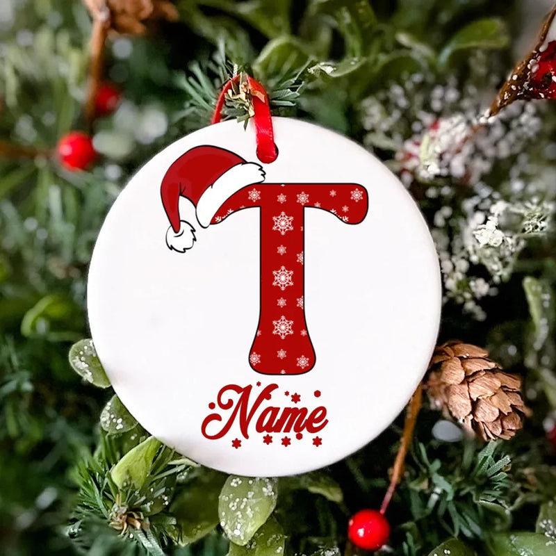 Personalized Christmas Ornament Custom Name Photo Prop Christmas Family Party Ceramic Ornament Xmas Keepsake Gift Drop Ornaments