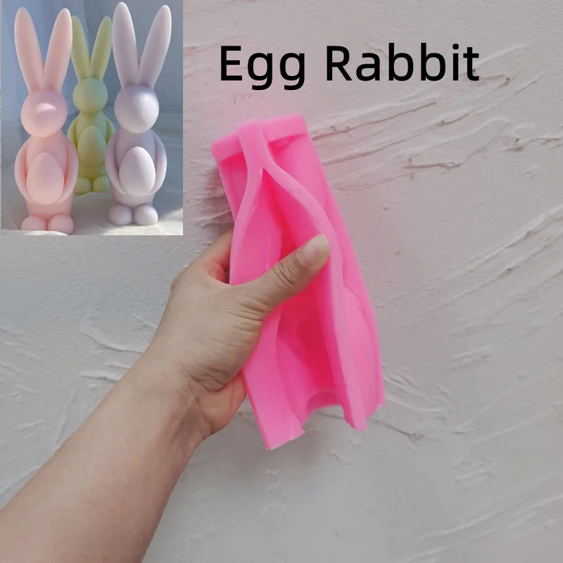 Egg Bunny Silicone Mold Long Eared Rabbit Silicone Candle Molds Heart Animal Wax Mould Easter Home Decor