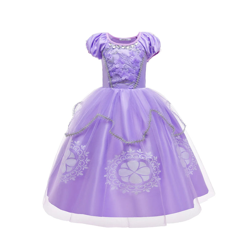 Girls Aurora Belle Rapunzel Sofia Princess Dress Halloween Easter Cosplay Costume Party Kids Dresses for Girls Children Clothing