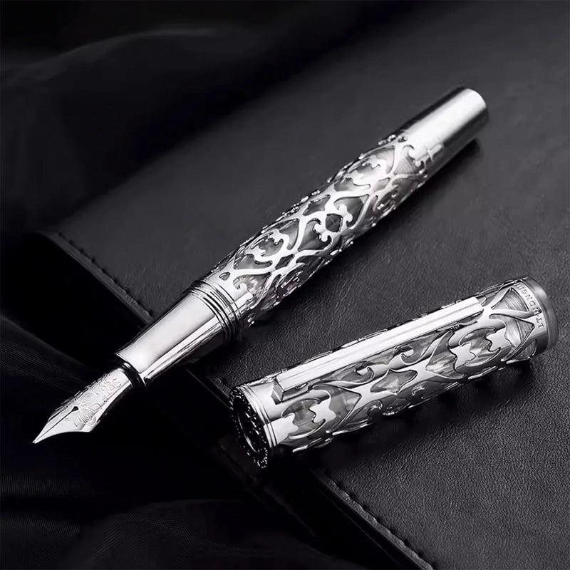 New HongDian D1 Fountain Pen with Screw Cap Iridium Soft Nib EF/F Writing ink pen Office Student Stationery hollow out gift pen