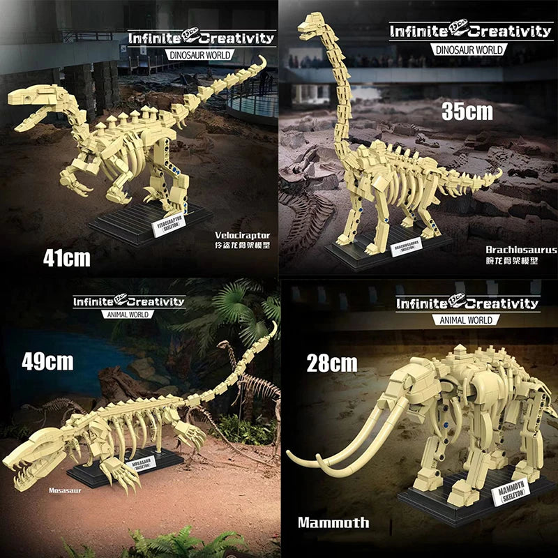 Jurassic Dinosaur World Series T-rex Mosasaur Triceratops Skeleton Building Blocks Fossil Model Bricks Figure Dino Toys Kid Gift