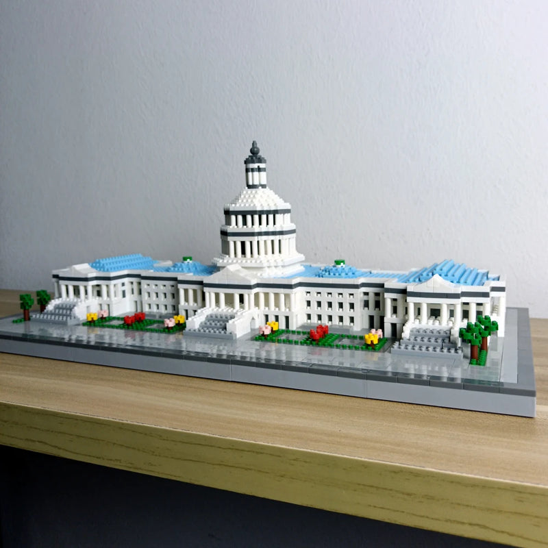 KNEW BUILT Capitol City Construction White House Micro Building Blocks US Mini Architecture Adult Children Toys Assemble Bricks