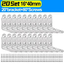 Stainless Steel Corner Bracket L Right Angle Connector Brackets Furniture Cabinet Fastener Corner Brace Shelf Support with Screw