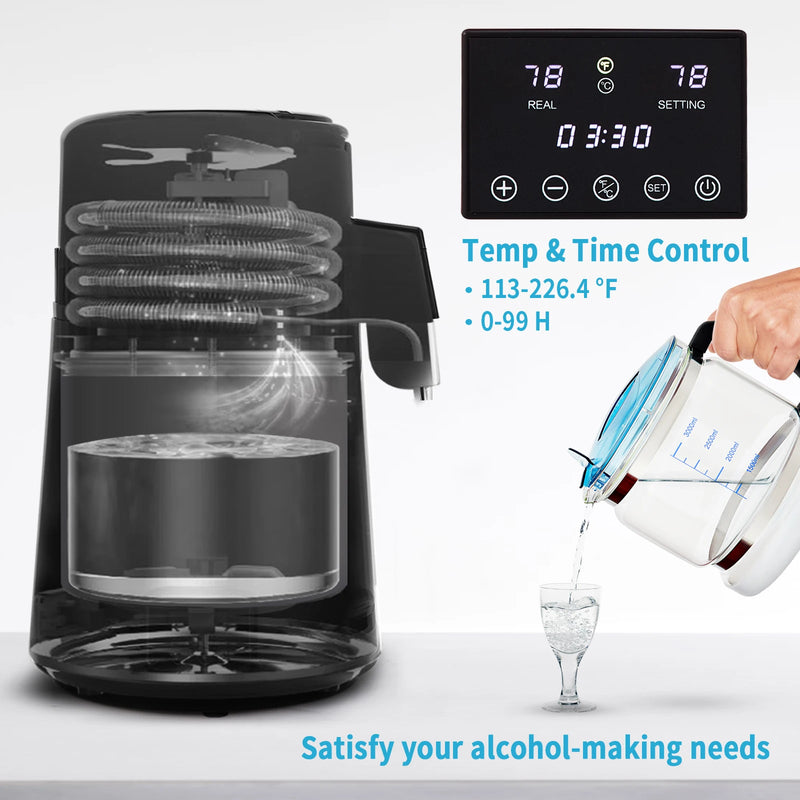 SucceBuy 4L Water Distiller Purifier Filter Dispenser Drinking Bottle Softener Temp Display Overheat Protection Home Appliance