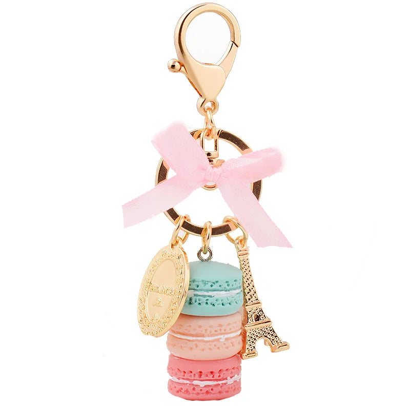 EASYA France Paris Cute Macaroon Effiel Tower Macarons Keychain Colorful Keyring Bag Pendant Car Charm Key Holder