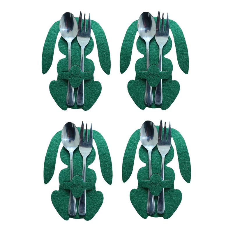 4Pcs/set Easter Knife Fork Bags Non-woven Cartoon Sheep Easter Rabbit Cutlery Holder Bag Tableware Organizer Easter Decorations