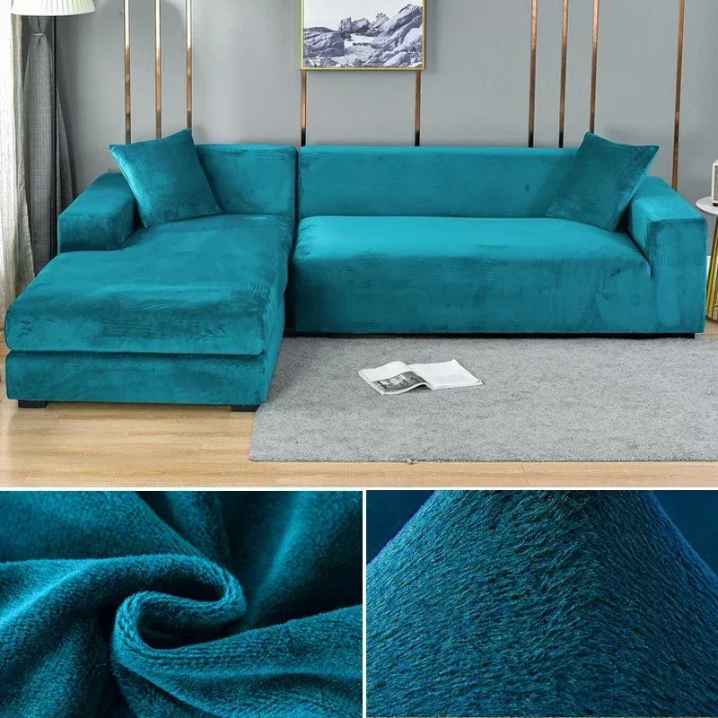 Velvet Sofa Cover Thick Elastic 1/2/3/4 Seater Sofa Cover for Living Room Velvet Plush L Shaped Corner Sofa  Couch Cover