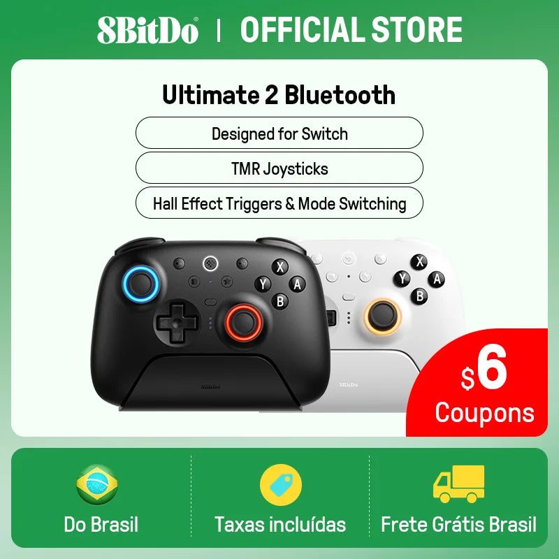 8BitDo Ultimate 2 Bluetooth Gaming Controller for Switch 2,1& Windows PC with TMR Joysticks, Switchable Triggers, Motion Control