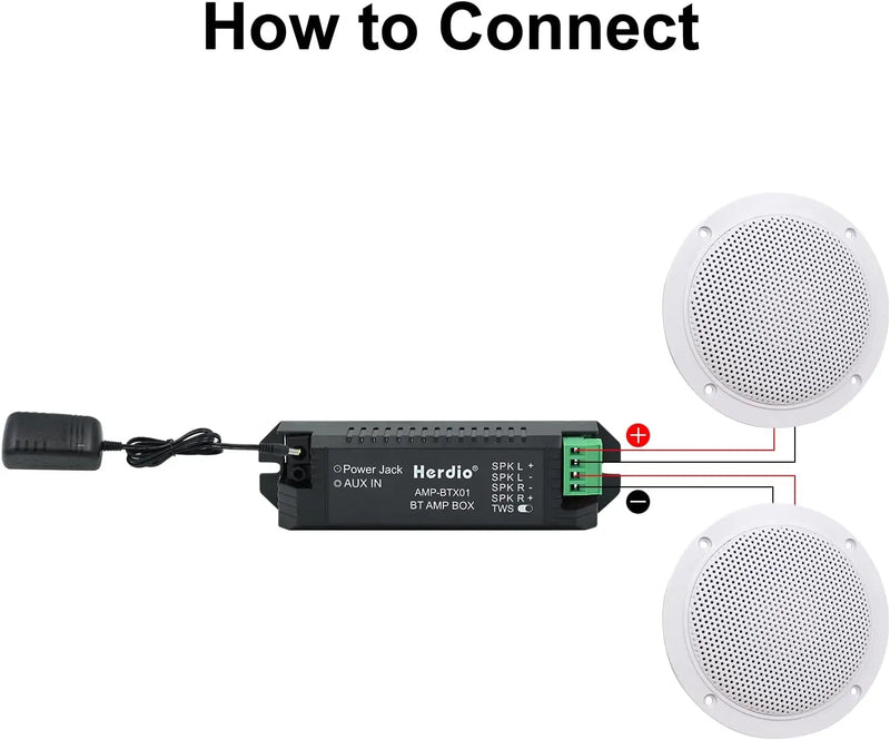 Herdio 4 Inches Waterproof Marine Bluetooth Ceiling Speakers For Bathroom Kitchen Home Outdoor Camper Golf Cart Boat with Flush