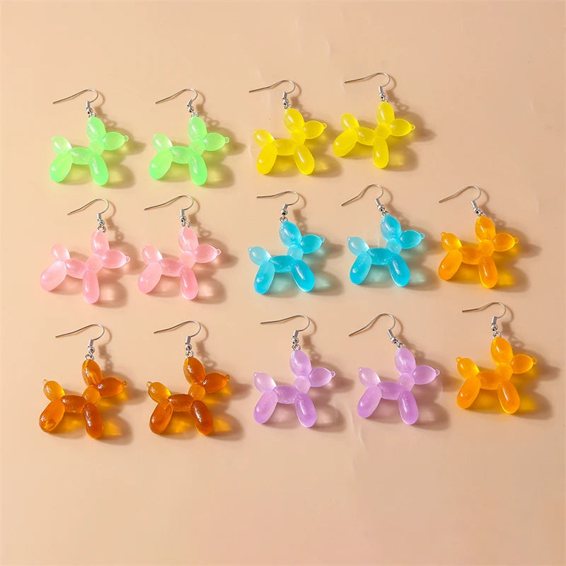 Creative Colorful Puppy Dog Drop Earrings for Women Cartoon Animal Dangle Hooks Earrings Girls Party Holiday Jewelry Gifts