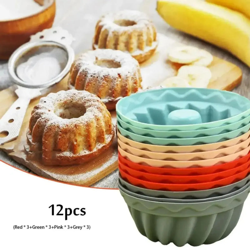【Hot sales】12 non-stick silicone mini cake pans - perfect for fluted tube cake making and baking - easy to clean