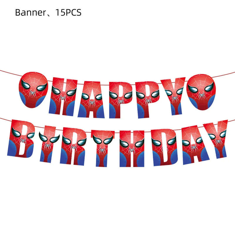 Spiderman Birthday Decorations New Spiderman Aluminum Film Balloon Disposable Tableware Party Plates Straw Supplies Baby Shower