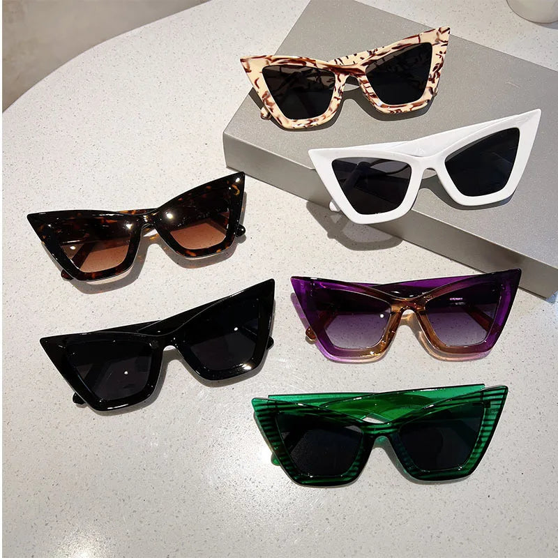 New Women Cat Eye Sunglasses Vintage Women's UV Protection Shades Eyewear Men Brand Designer Sun Glasses UV400 Oculos De Sol