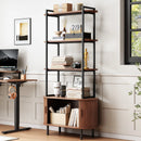 71" Tall Bookshelf,4-Tier Book Shelf with Storage Cabinet,Modern Bookcase with Sliding Door & Adjustable Footpad
