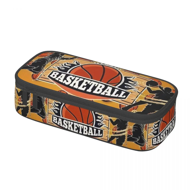 Custom Kawaii Basketball Pencil Cases for Girls Boys Dots Round Physical culture Large Storage Pen Box Bag School Supplies