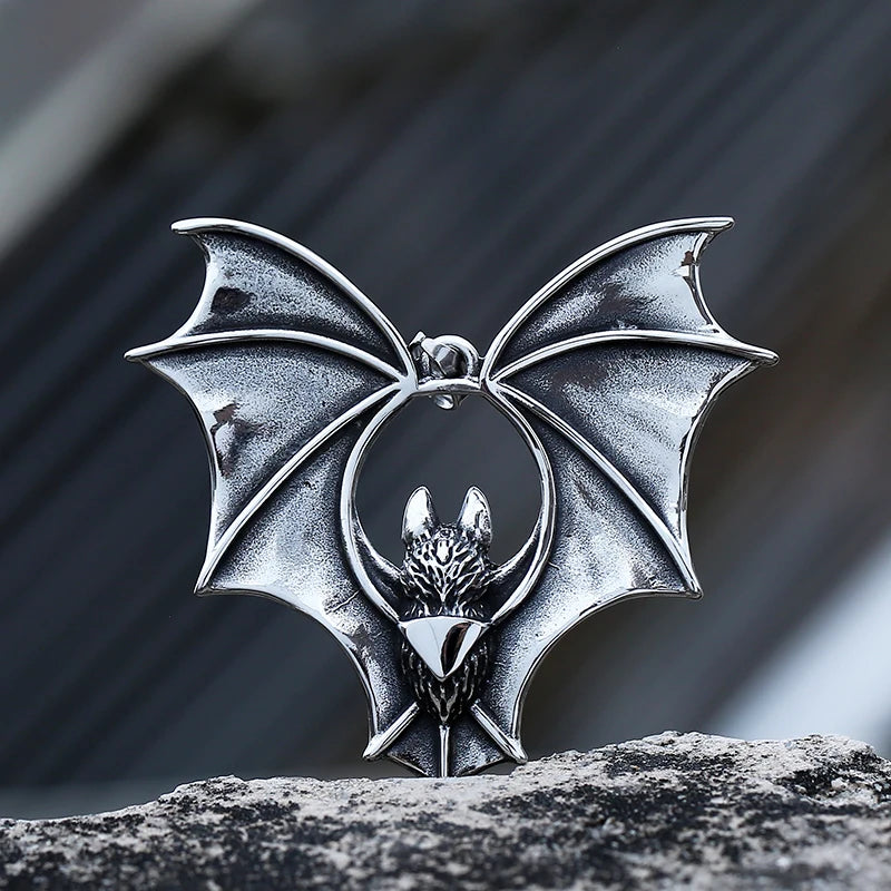 Punk Biker 2023 New 316L Stainless Steel 3D Bat Pendant Detailed Necklace Animal Jewelry High Quality Boyfriend Gift Accessories
