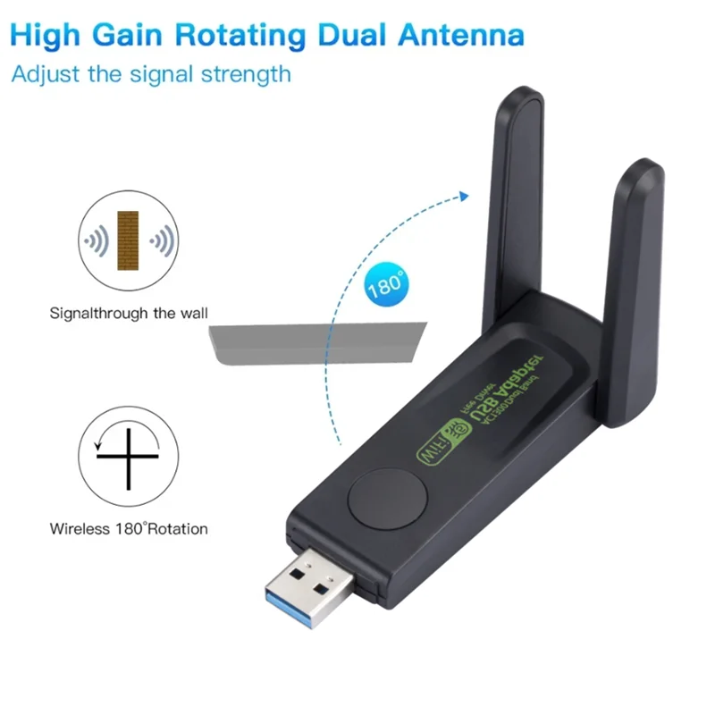 1300Mbps USB3.0 WiFi Adapter Dual Band 2.4G+5Ghz Wireless WiFi Dongle Antenna USB Ethernet Network Card Receiver For Desktop PC