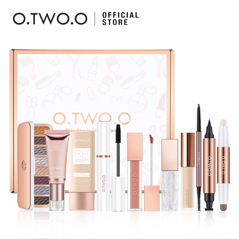 O.TWO.O 11pcs/set Full Makeup Kit Include Eye Shadow Blusher Concealer Contour Highlight Mascara Eyebrow Eyeliner Loose Powder