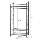 Metal Clothes Hanging Rail Garment Shoe Rack with Shelves and Hanging Rod