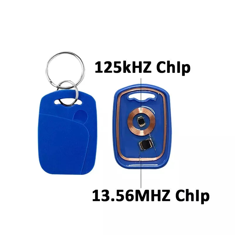 5 Pcs IC + ID RFID Dual 125Khz And 13.56Mhz Keyfobs EM4100 S50 Chip Smart Card Token Key Fob Ring Access Control